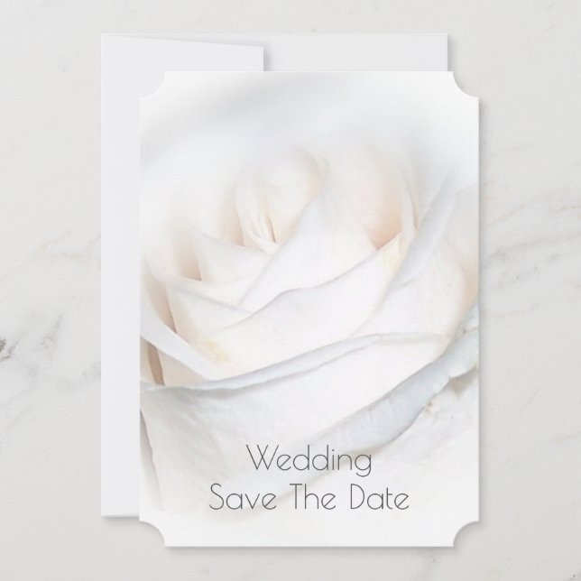Save The Date Rose blanche Mariage personnalisé Enregistrer la d (Devant)