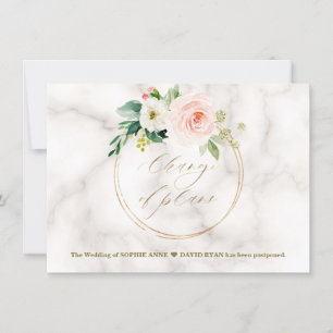 Save The Date Rose Blush Floral Or Mariage Changement De Plans