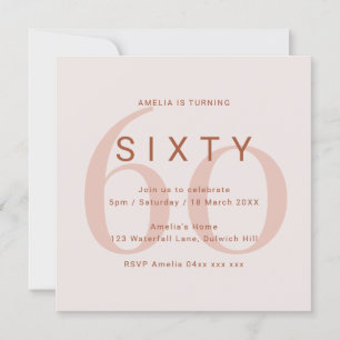 Save The Date Rose contemporain 60e anniversaire de fête Invitat