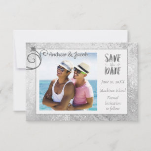 Save The Date Rose d'argent Gay Photo Enregistrer la date