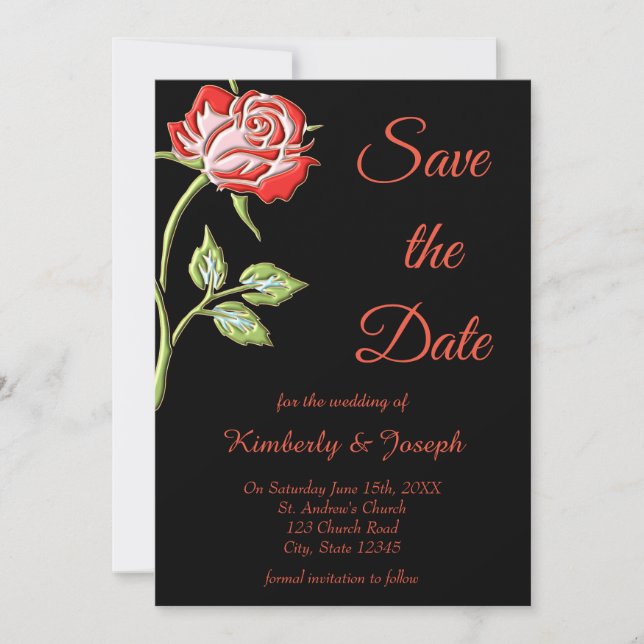 Save The Date Rose de couleur simple (Devant)