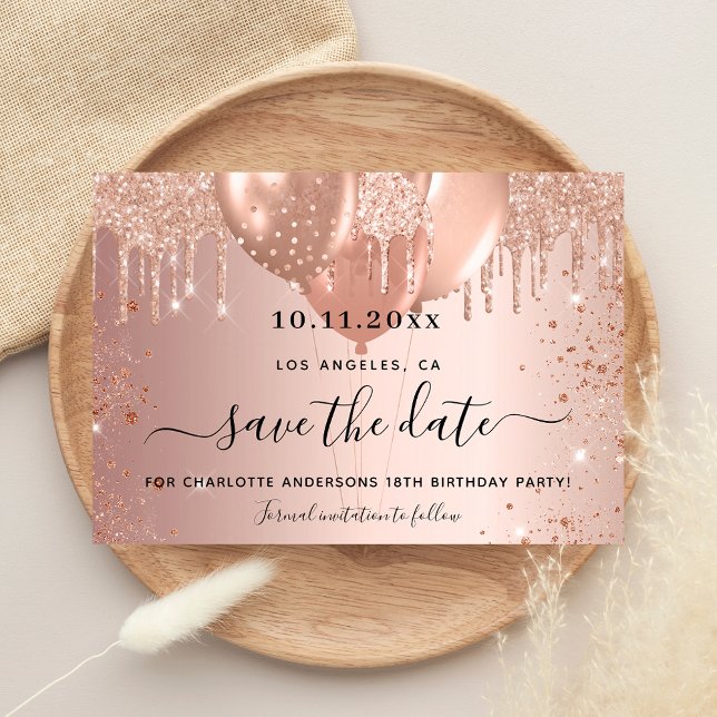 Save The Date Rose de fête d'anniversaire or enregistrer la date (Créateur téléchargé)