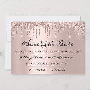 Save The Date  Rose Drips Spark Glitter Grey Silve
