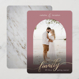 Save The Date Rose Dusty Finalement Se Marier & Fenêtre Photo