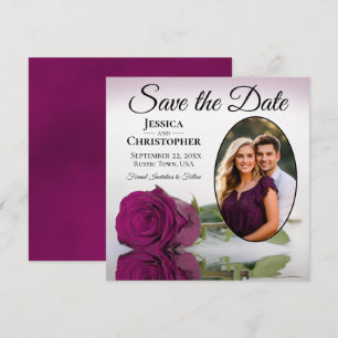 Save The Date Rose élégante Magenta avec Prune et Photo Ovale de