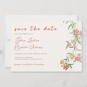 Save The Date Rose Fleur Sauvage Rose Printemps Mariage