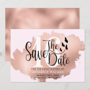 Save The Date Rose Gold 16e fête d'anniversaire 