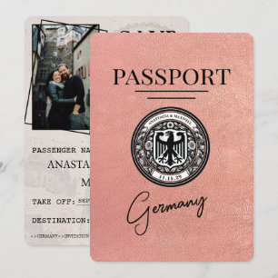 Save The Date Rose Gold Allemagne Passeport Enregistrer La Date