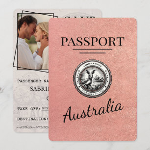 Save The Date Rose Gold Australia Passport Enregistrer La Date