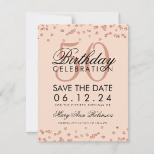 Save The Date Rose Gold Blush 50e anniversaire Date de sauvegard