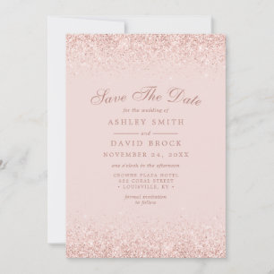 Save The Date Rose Gold Confetti Blush rose moderne