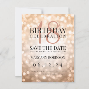 Save The Date Rose Gold Enregistrer la date 18e fête d'anniversa