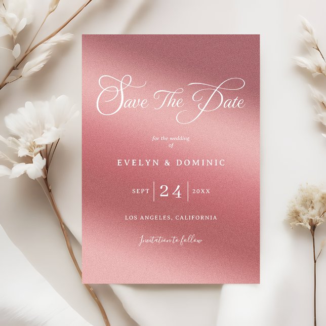Save The Date Rose Gold Gradient Elegant Chic Wedding (Créateur téléchargé)