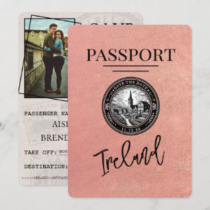 Save The Date Rose Gold Ireland Passeport Enregistrer La Date