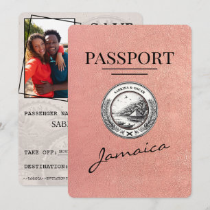 Save The Date Rose Gold Jamaïque Passport Enregistrer La Date