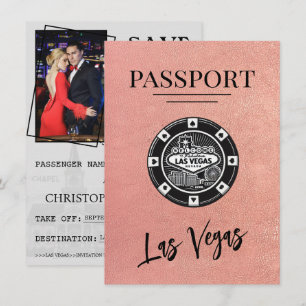 Save The Date Rose Gold Las Vegas Passport Enregistrer La Date