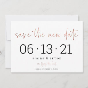 Save The Date Rose Gold Mariage Postponement Enregistrer la nouv