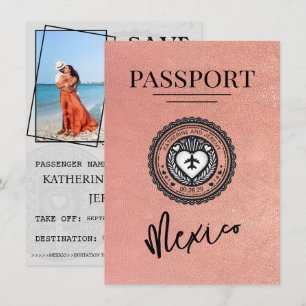 Save The Date Rose Gold Mexique Passeport Enregistrer La Date