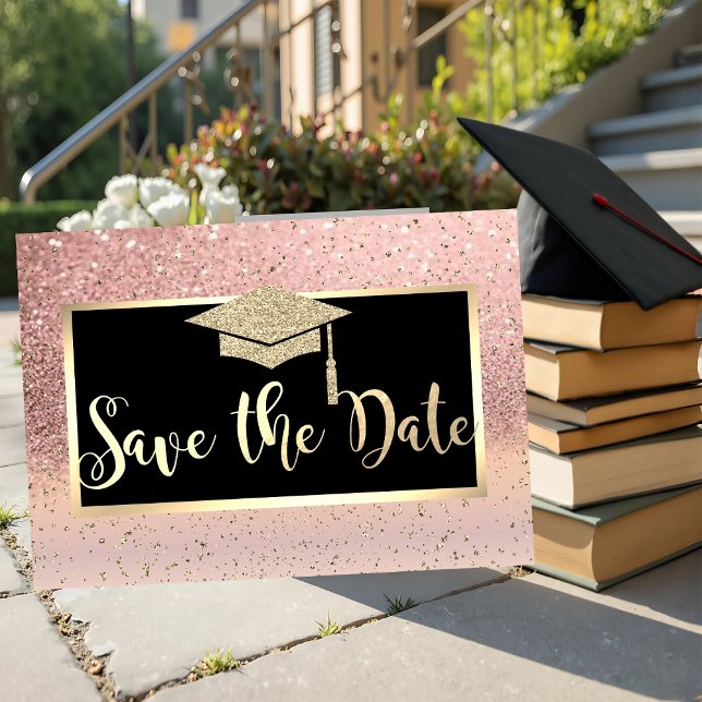 Save The Date Rose Gold Paillettes Ombré Graduation Save The Dat (Créateur téléchargé)