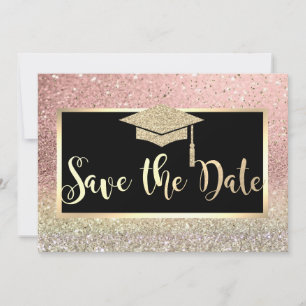 Save The Date Rose Gold Parties scintillant Bokeh Graduation Enr