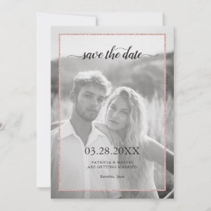 Save The Date Rose Gold Parties scintillant Effet Chic Script Ph