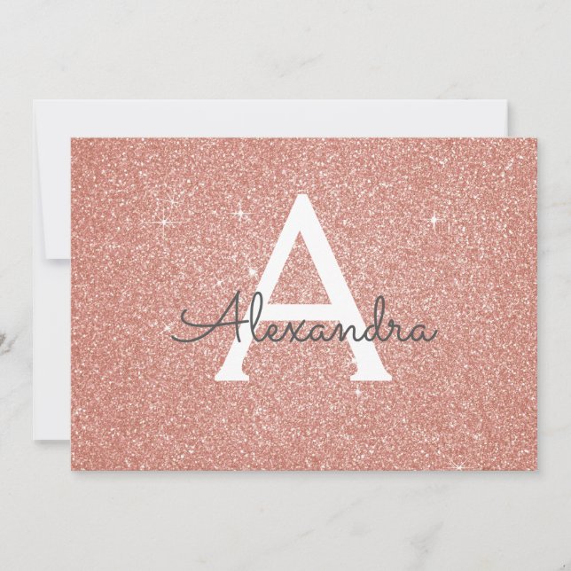 Save The Date Rose Gold Sparkle Parties scintillant Sweet 16 Enr (Devant)