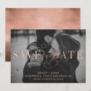 Save The Date Rose Gold Stylish manuscrite photo