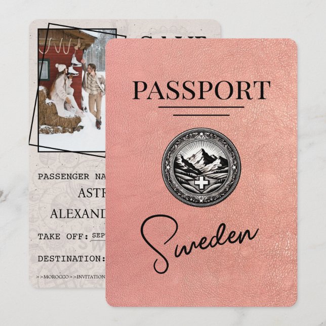 Save The Date Rose Gold Suède Passeport Enregistrer La Date (Devant / Derrière)