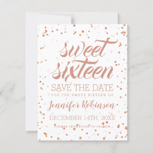 Save The Date Rose Gold Sweet 16 Date de sauvegarde Sparkle Conf