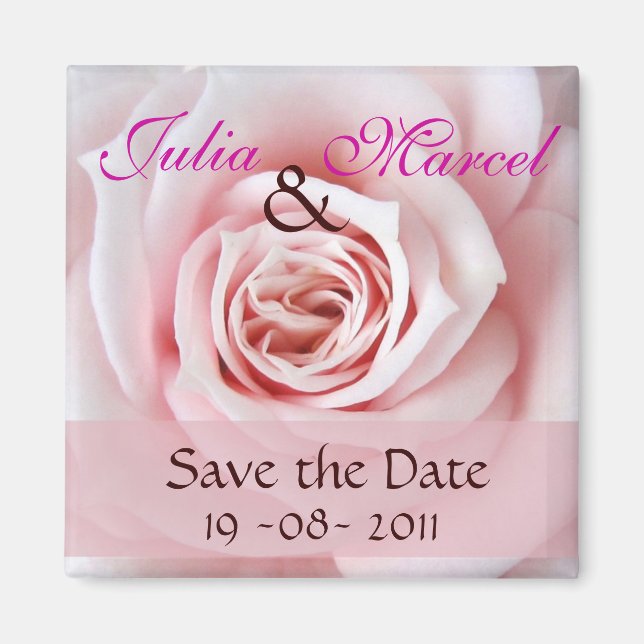 Save the Date rose magnet (Front)