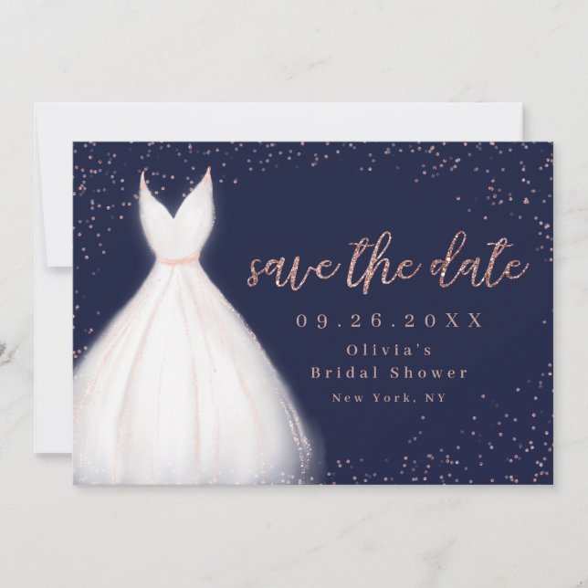 Save The Date Rose Marine Parties scintillant Or Élégante robe E (Devant)