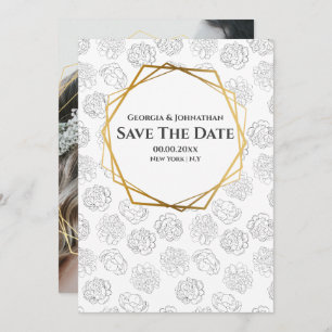 Save The Date Rose minimaliste noir blanc photo