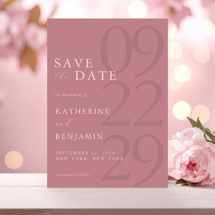 Save The Date Rose moderne Dusty Mariage minimaliste