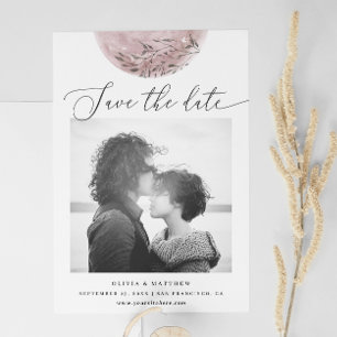 Save The Date Rose Mystique Lune Rose Élégant Mariage Script