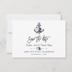 Save The Date Rose Nautique Fleurs Bleues Mariage