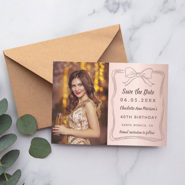 Save The Date Rose or dessiné à la main photo anniversaire (Créateur téléchargé)