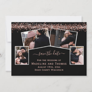Save The Date Rose Parties scintillant or Black Four Photo