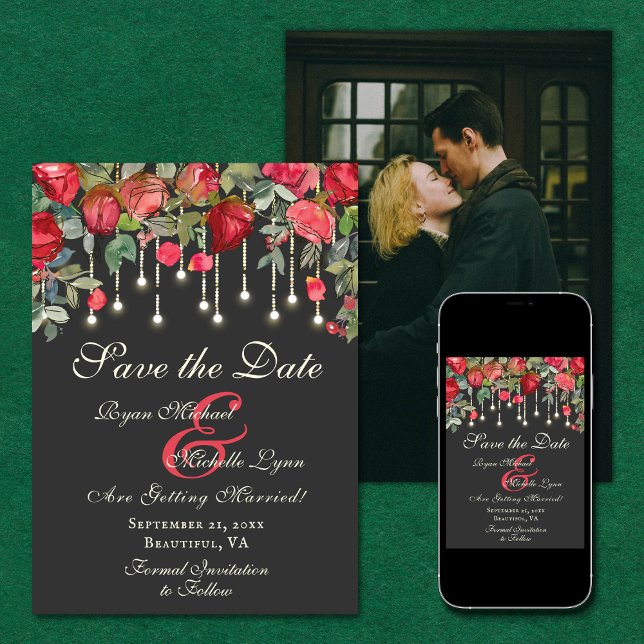 Save The Date Rose romantique Enchanteur Jardin Mariage photo (Créateur téléchargé)