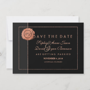 Save The Date Rose Romantique Parties scintillant Or Monogramme