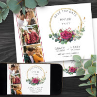 Rose rouge et Eucalyptus Gold Frame 3 Mariage phot