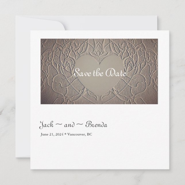 Save The Date Rose Sable avec Cœur (Devant)
