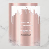 Save The Date Rosegold Glitter Drips Silver