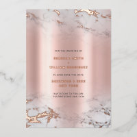 Save The Date Rosegold Marble Real Foil Cards
