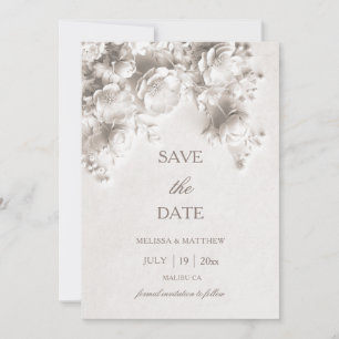 Save The Date Roses 3D Fleurs sculptées blanches