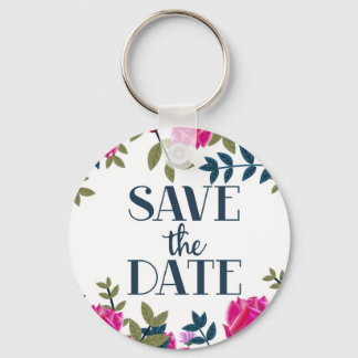 Save The Date Roses and Petals. Keychain