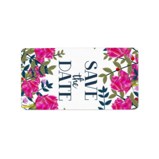 Save The Date Roses and Petals. Label