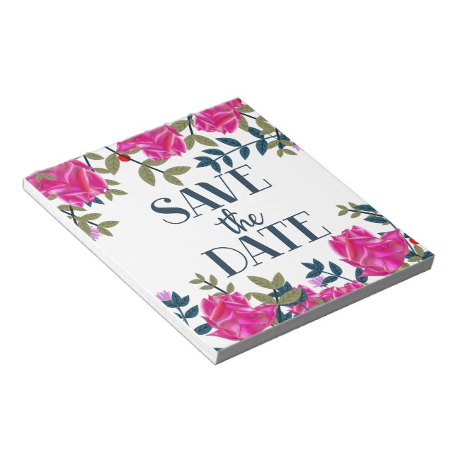 Save The Date Roses and Petals. Notepad (Angled)