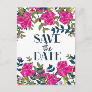Save The Date Roses and Petals. Postcard
