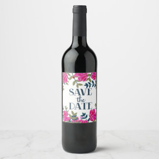 Save The Date Roses and Petals. Wine Label