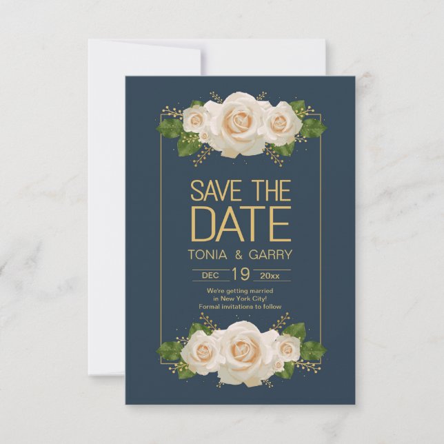 Save the Date Roses Announcement (Front)